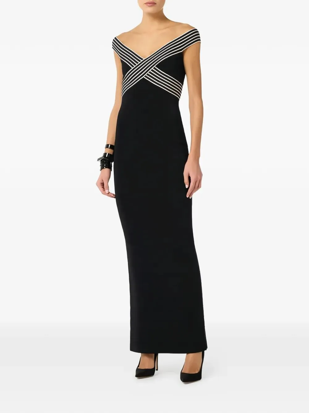 Knit Long Dress With Striped Bands sold by Wanan Luxury product image thumbnail 2