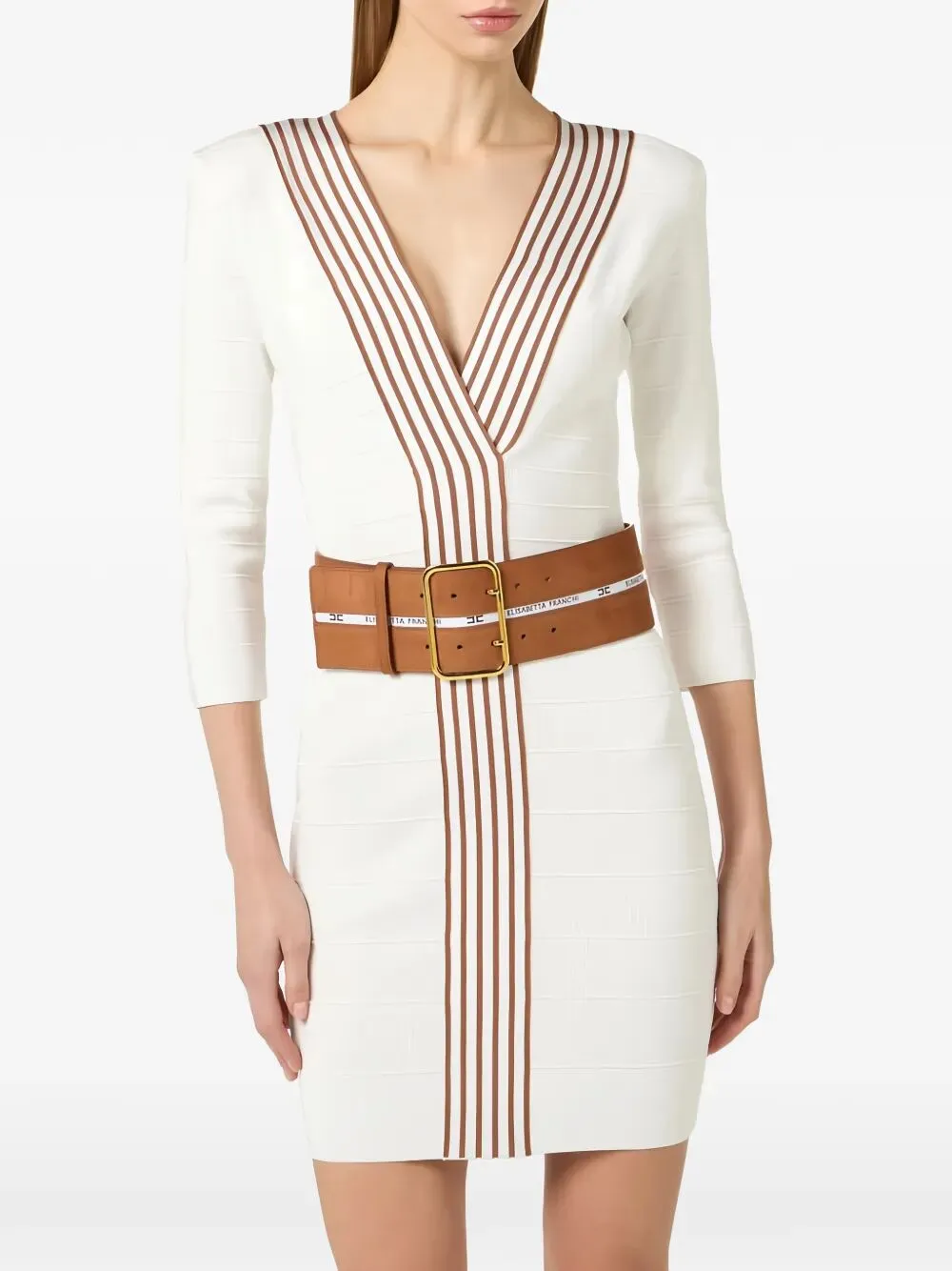 Knit Fabric Dress With Striped Bands sold by Wanan Luxury product image thumbnail 2