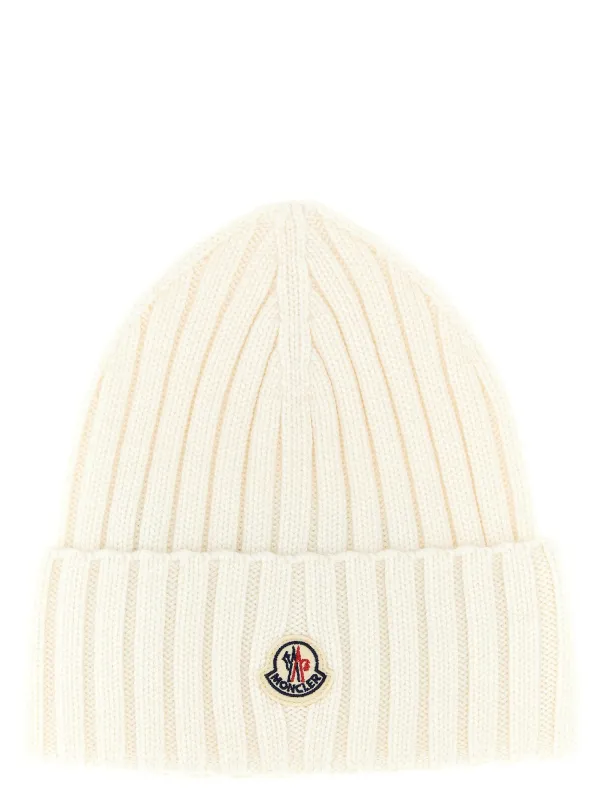 Logo Patch Beanie Hats White sold by Wanan Luxury