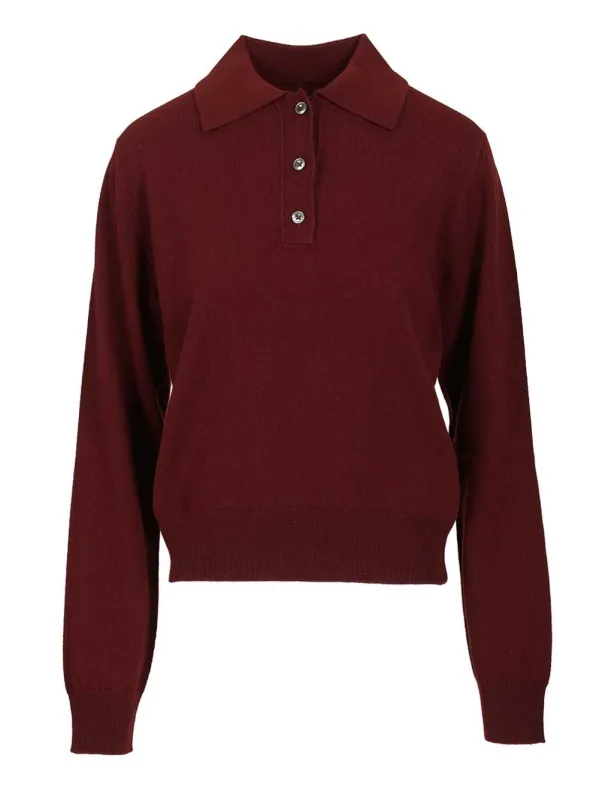 Wool Polo Shirt Bordeaux made by Maison Margiela