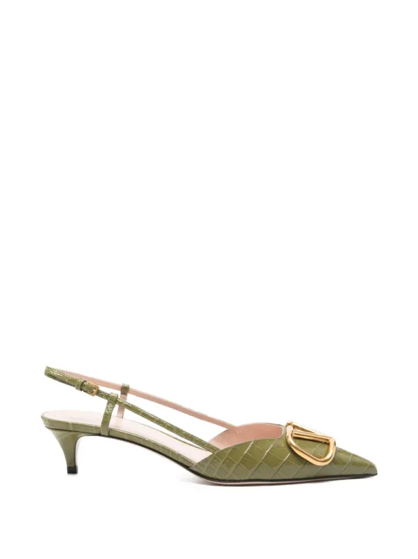 Vlogo Signature Leather Slingback Pumps sold by Wanan Luxury