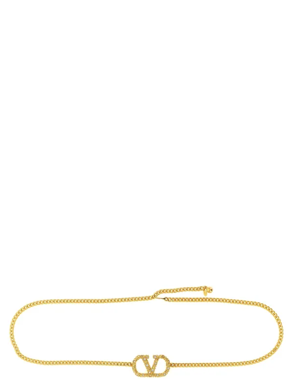 Valentino Garavani Vlogo Signature Belt Belts Gold sold by Wanan Luxury