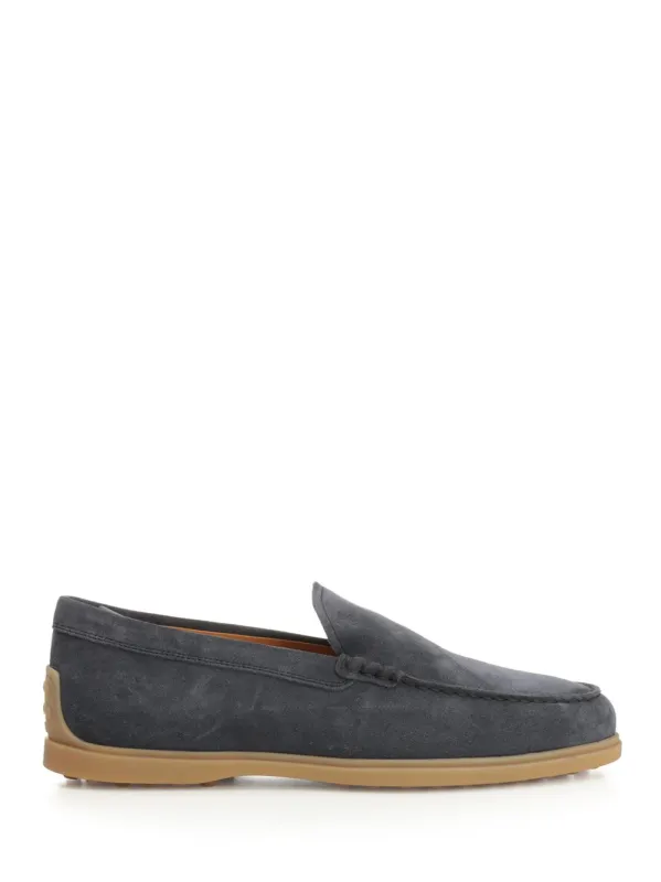 Suede Leather Moccasin Slipper Scarpe Basse Blue made by Tod's