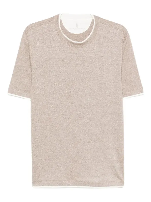 Linen Blend Contrast Hem T-Shirt sold by Wanan Luxury