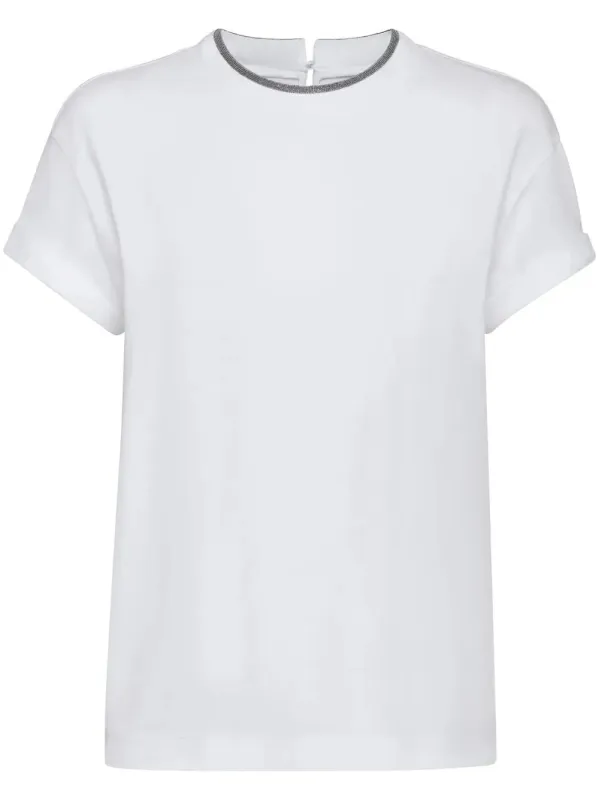 Stretch Cotton Jersey T-Shirt With Precious Faux Layering sold by Wanan Luxury