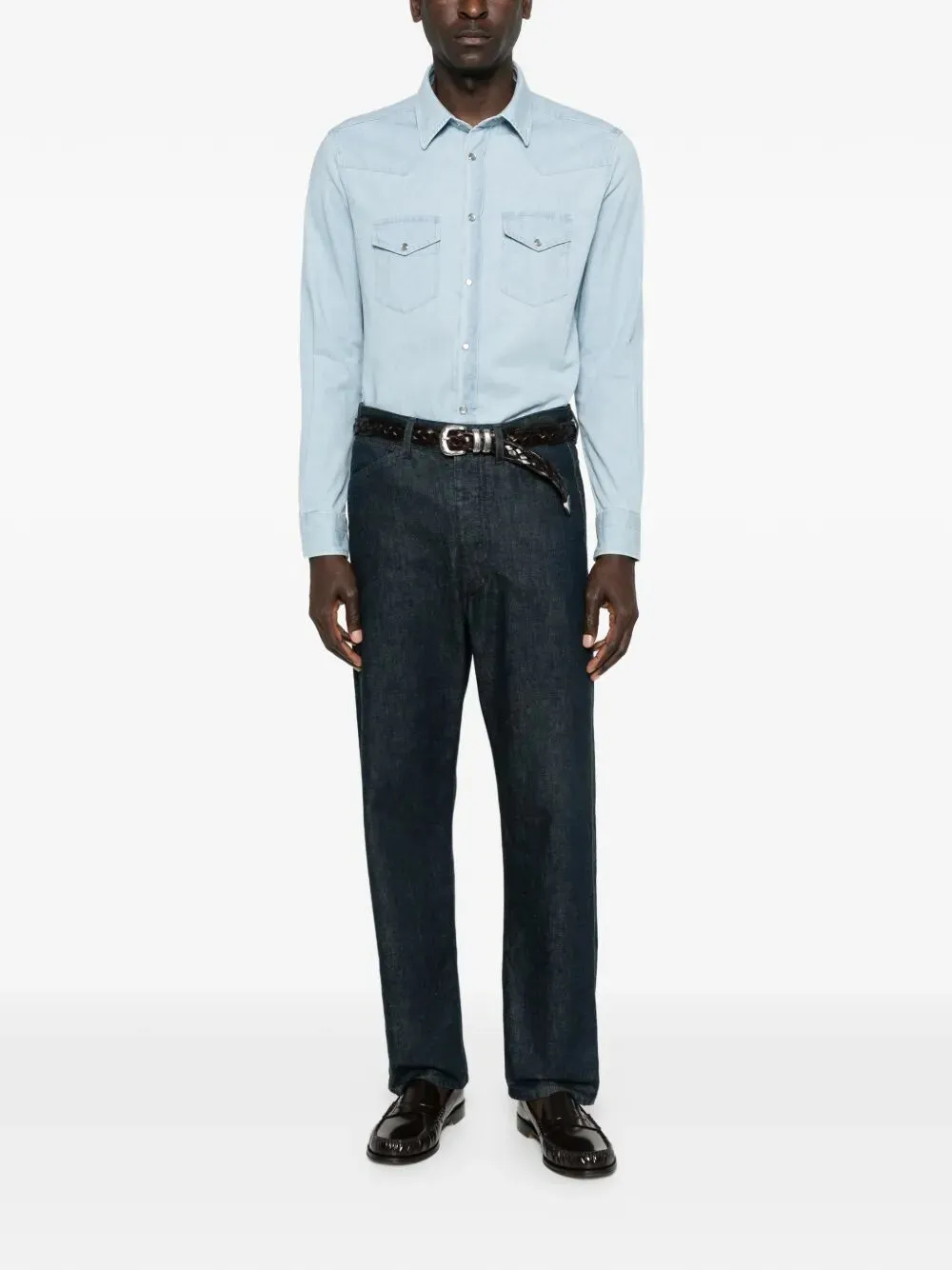 Denim Chambray Western Shirt sold by Wanan Luxury product image thumbnail 2