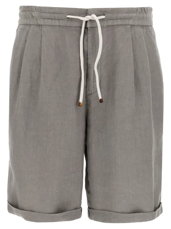 Linen Bermuda Shorts Bermuda And Short Gray sold by Wanan Luxury