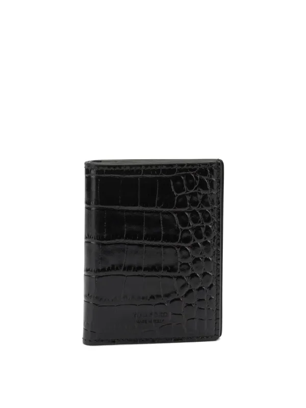 Crocodile-Effect Folding Card Holder Wallets & Card Holders Brown sold by Wanan Luxury