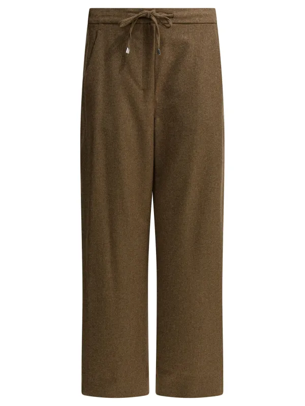 Wide Wool And Cashmere Pants Trousers Beige sold by Wanan Luxury