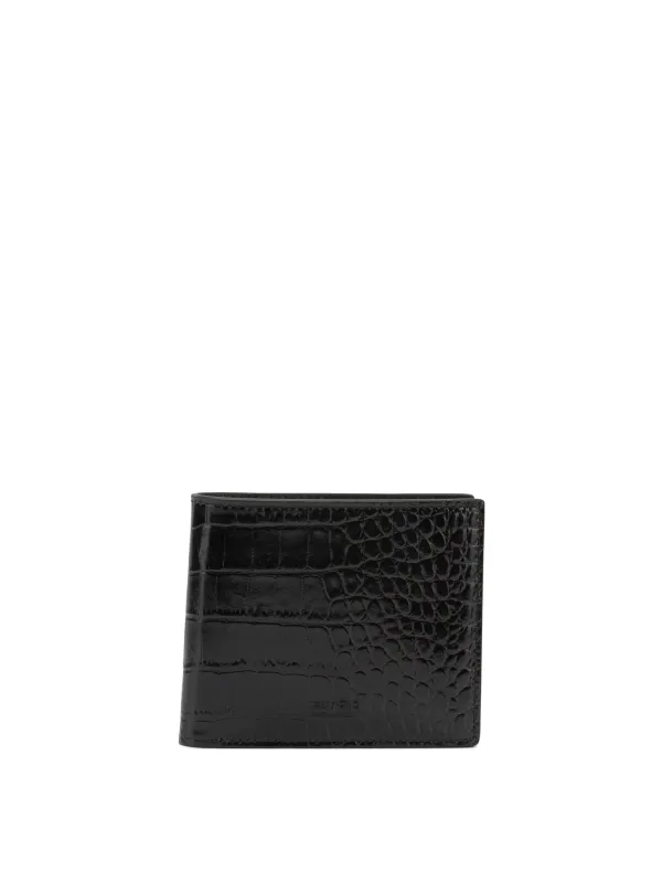 Crocodile-Effect Bi-Fold Wallet Wallets & Card Holders Brown sold by Wanan Luxury
