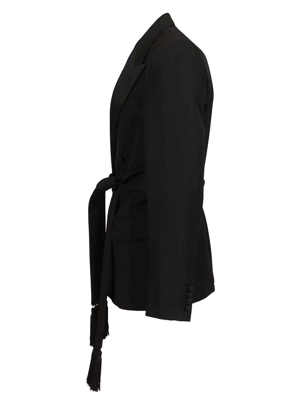 Virgin Wool Blazer With Belt Jackets Black sold by Wanan Luxury product image thumbnail 3