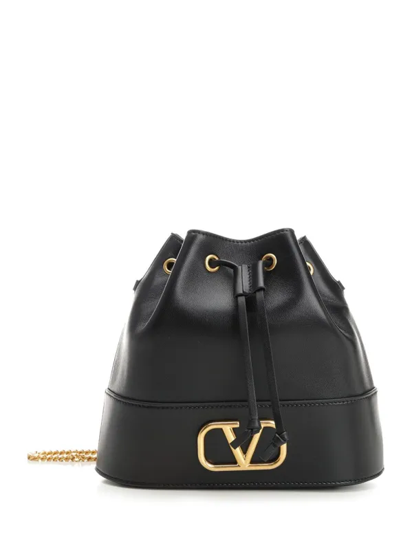 Mini Drawstring | Vlogo Signature | Nappa/Antique Brass Logo Small Leather Goods Black sold by Wanan Luxury