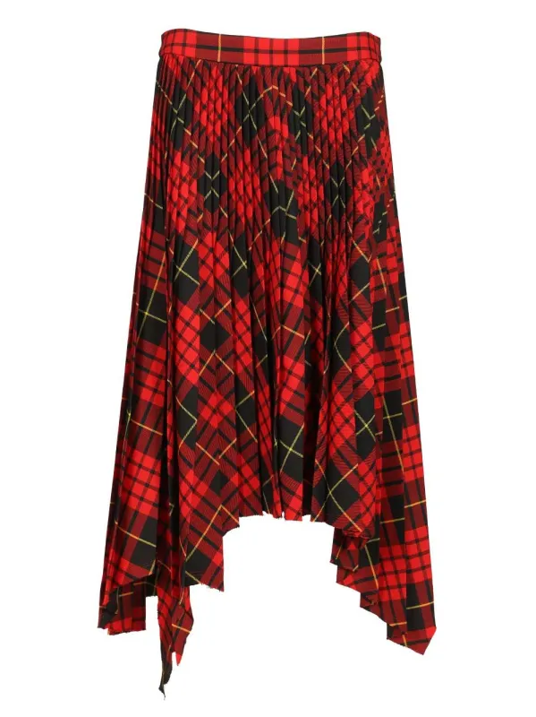 Macqueen Tartan Asymmetric Skirt Skirts Red made by Alexander McQueen