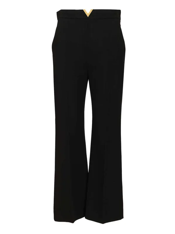 Vlogo Regular In Wool Crepe Trousers Black sold by Wanan Luxury