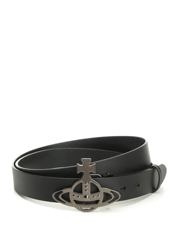 Leather Belt With Orb Buckle Belts Black made by Vivienne Westwood