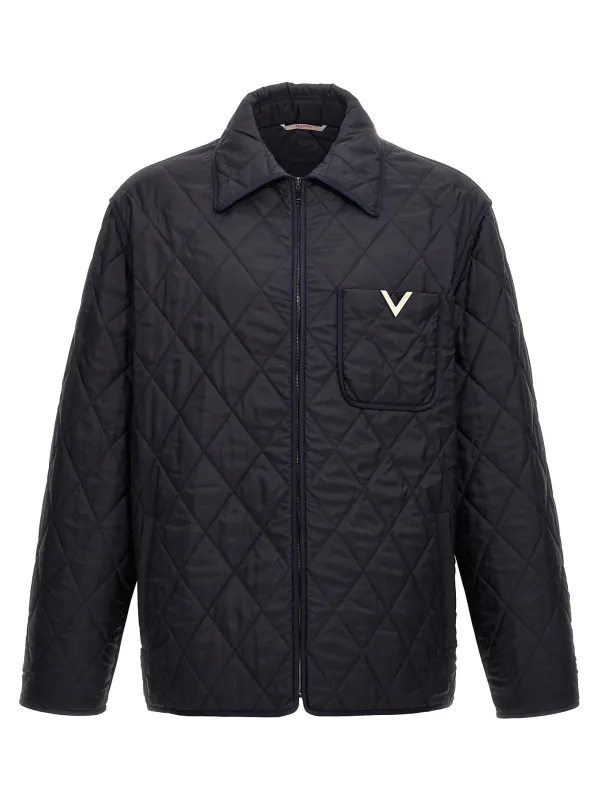 V Detail Puffer Jackets Blue sold by Wanan Luxury