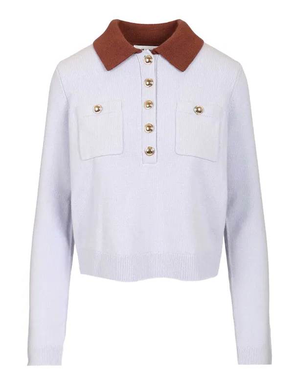 Contrast Collar Jumper Tops Blue sold by Wanan Luxury