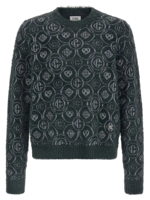 Fluffy Monogram Sweaters And Cardigans Gray sold by Wanan Luxury