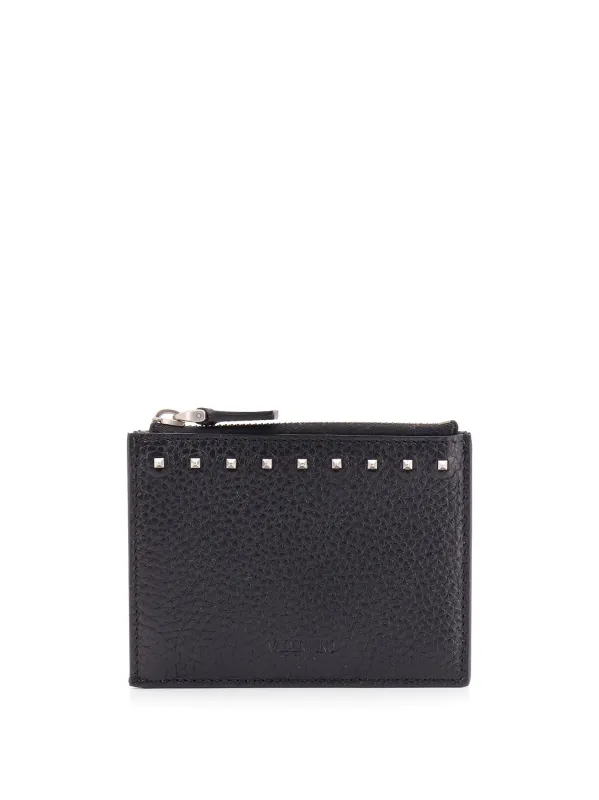 Valentino Garavani Rockstud Leather Card Holder sold by Wanan Luxury