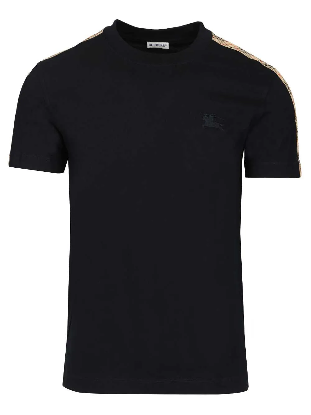 Cotton With Check Trim T-Shirt Blue sold by Wanan Luxury