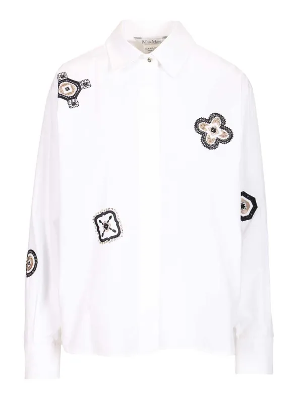 Embroidered Poplin Shirt Shirts White sold by Wanan Luxury