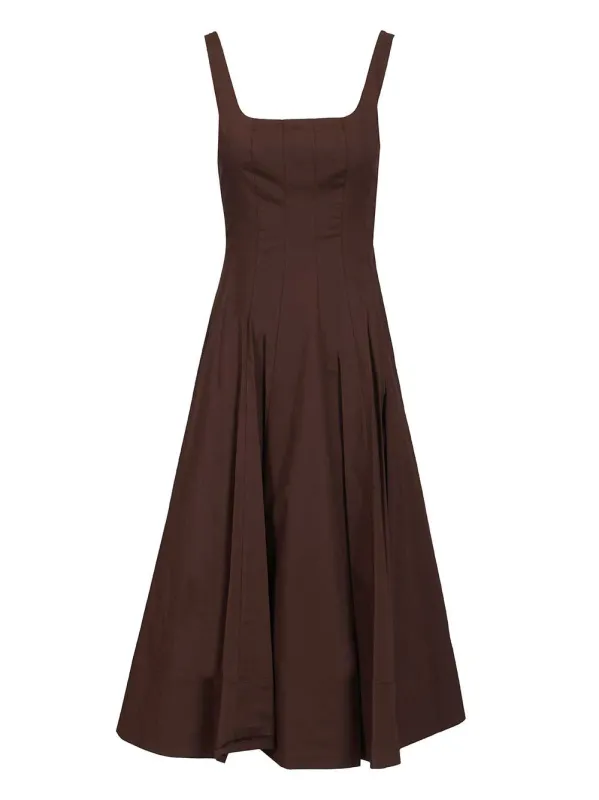Wells Dress In Cotton Poplin Dresses Brown made by STAUD