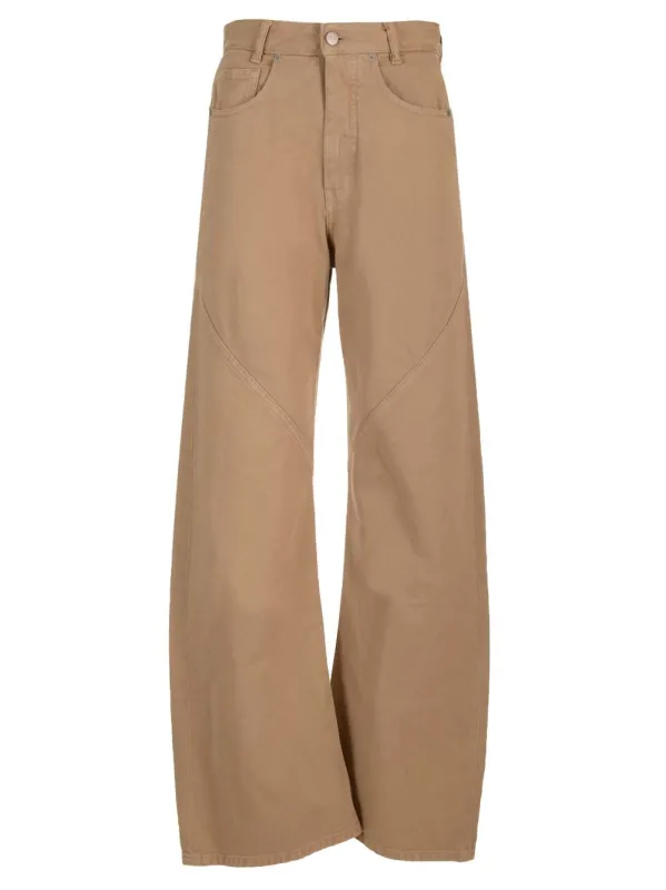 In Cotton Twill Trousers Beige sold by Wanan Luxury