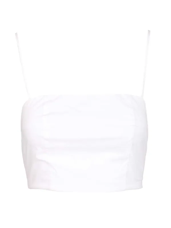 Federico Short Tank Top In Cotton Poplin Tops White sold by Wanan Luxury