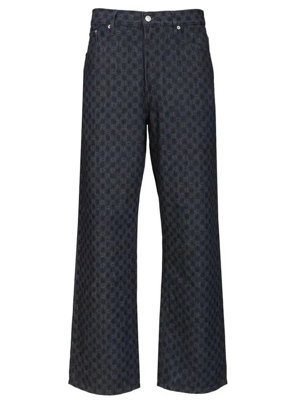 Floral Wide-Leg Jeans Trousers Blue sold by Wanan Luxury