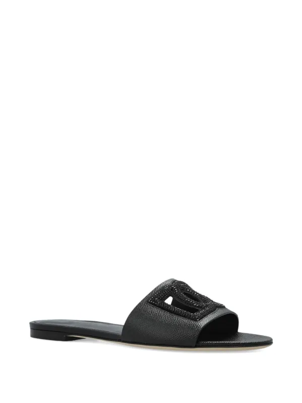 Dg Logo Leather Flat Sandals made by Dolce & Gabanna
