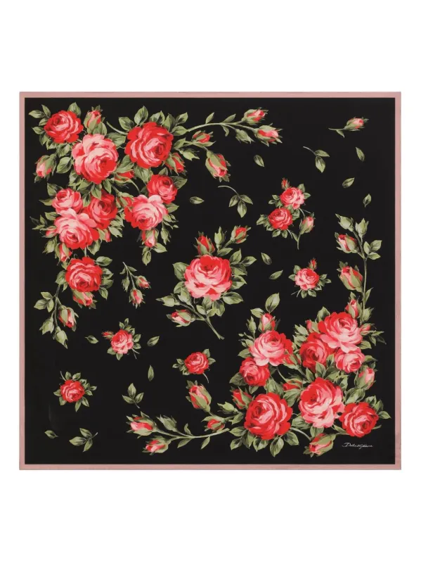 Roses Bouquet Print Silk Foulard sold by Wanan Luxury