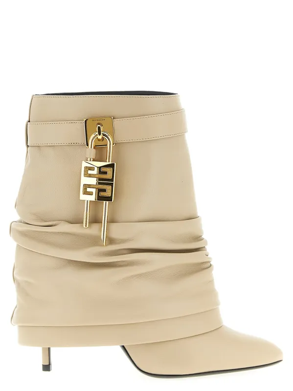 Shark Lock Stiletto Boots And Ankle Boots Beige made by Givenchy