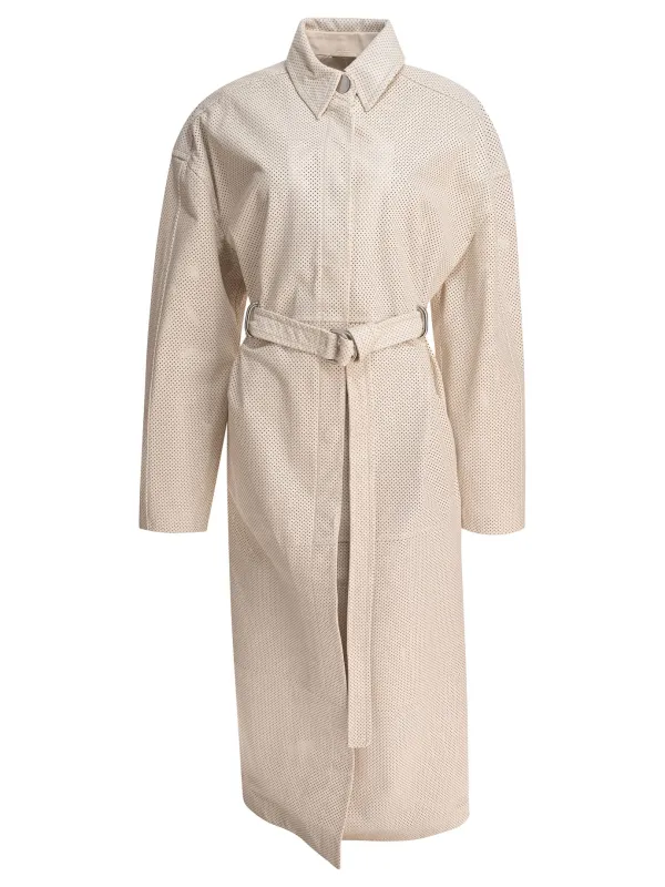 Trench Coat With Leather Belt Jackets And Coats Beige sold by Wanan Luxury