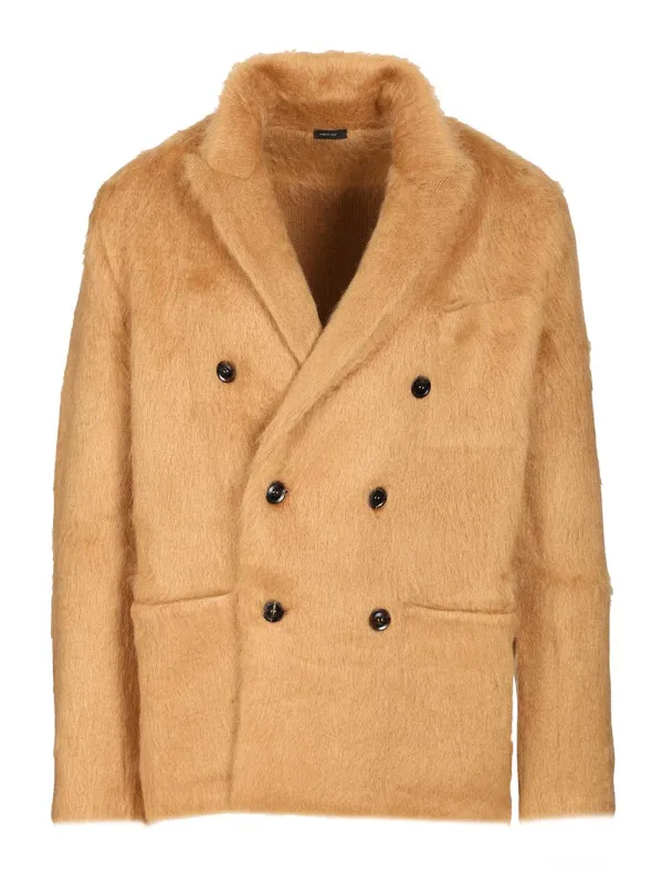 Double-Breasted Mohair And Cashmere Jacket Jackets Beige made by Tom Ford