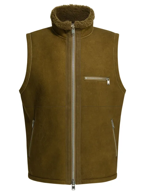 Shearling Sleeveless Jacket Jackets And Coats Brown sold by Wanan Luxury