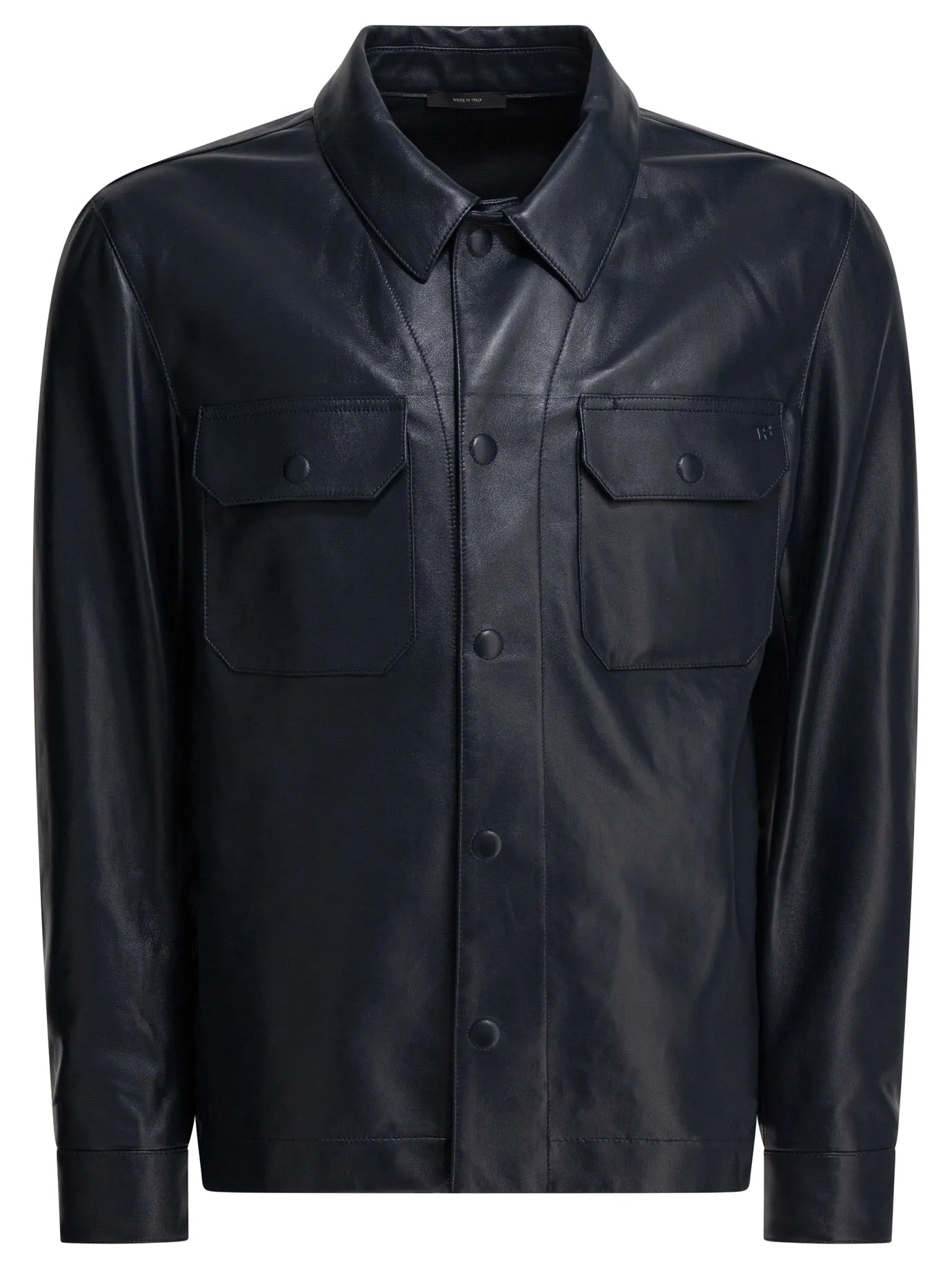 Leather Overshirt Jacket Jackets And Coats Blue sold by Wanan Luxury