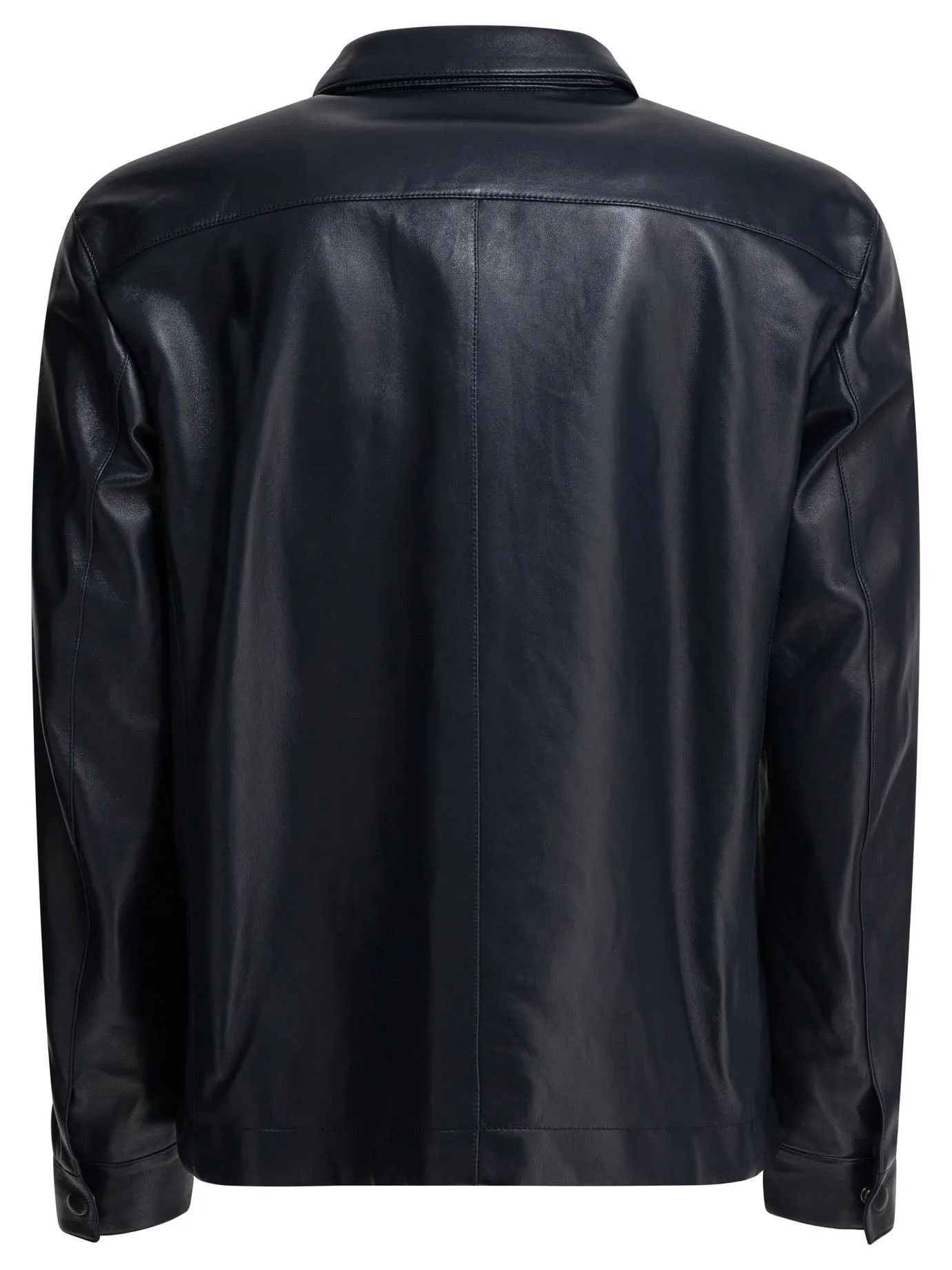 Leather Overshirt Jacket Jackets And Coats Blue sold by Wanan Luxury product image thumbnail 2