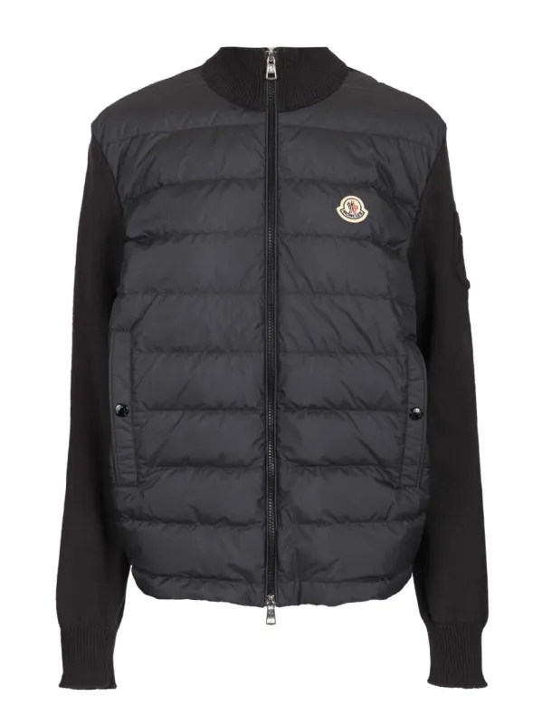 Cotton Padded Cardigan With Zip Knitwear Blue made by Moncler