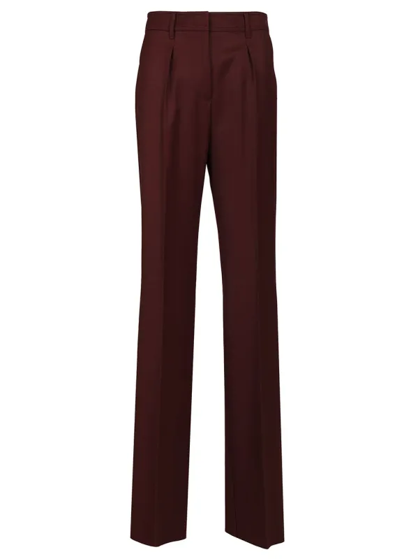 Wool Gabardine Trousers Bordeaux sold by Wanan Luxury