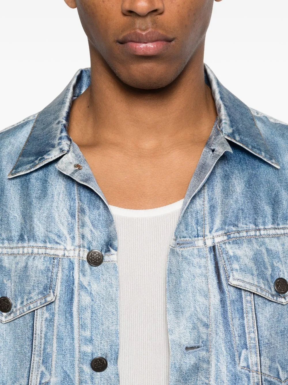 Denim Print Silk Jacket sold by Wanan Luxury product image thumbnail 5