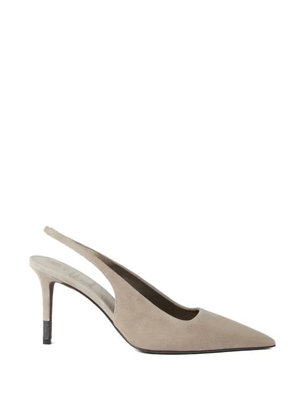 Suede Leather Slingback Pumps made by Brunello Cucinelli