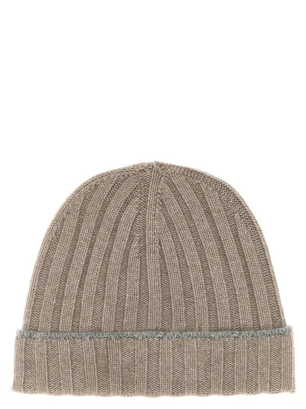 Cashmere Turn-Up Beanie Hats Beige sold by Wanan Luxury