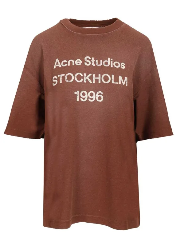Cotton And Hemp T-Shirt Brown made by Acne Studios
