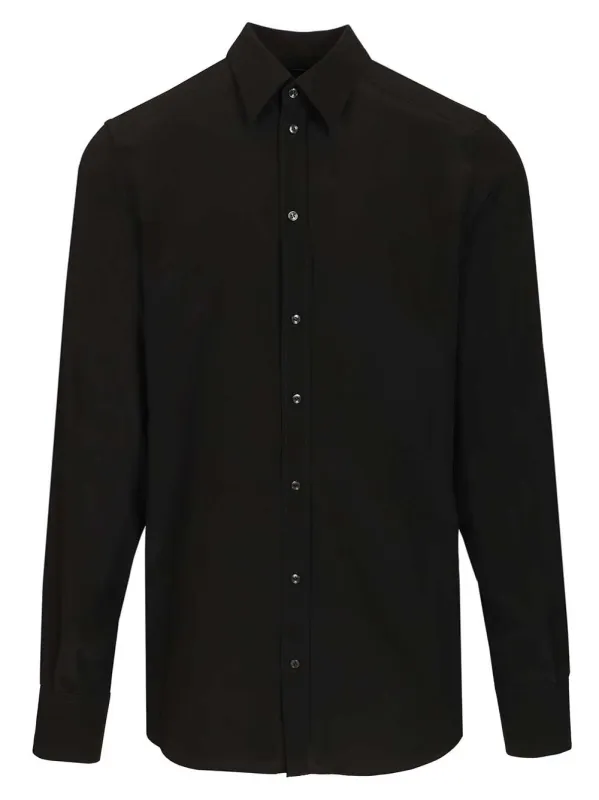 Formal Shirt In Silk Crepe De Chine Shirts Black sold by Wanan Luxury