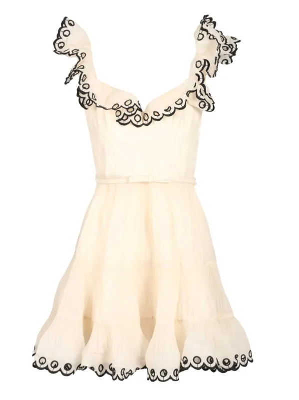 Embroidered Mini Dress Dresses Beige made by Zimmermann