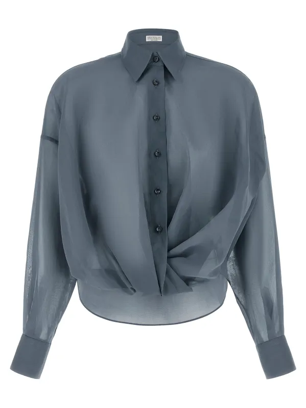 Taffeta Shirt Shirt And Blouse Blue sold by Wanan Luxury