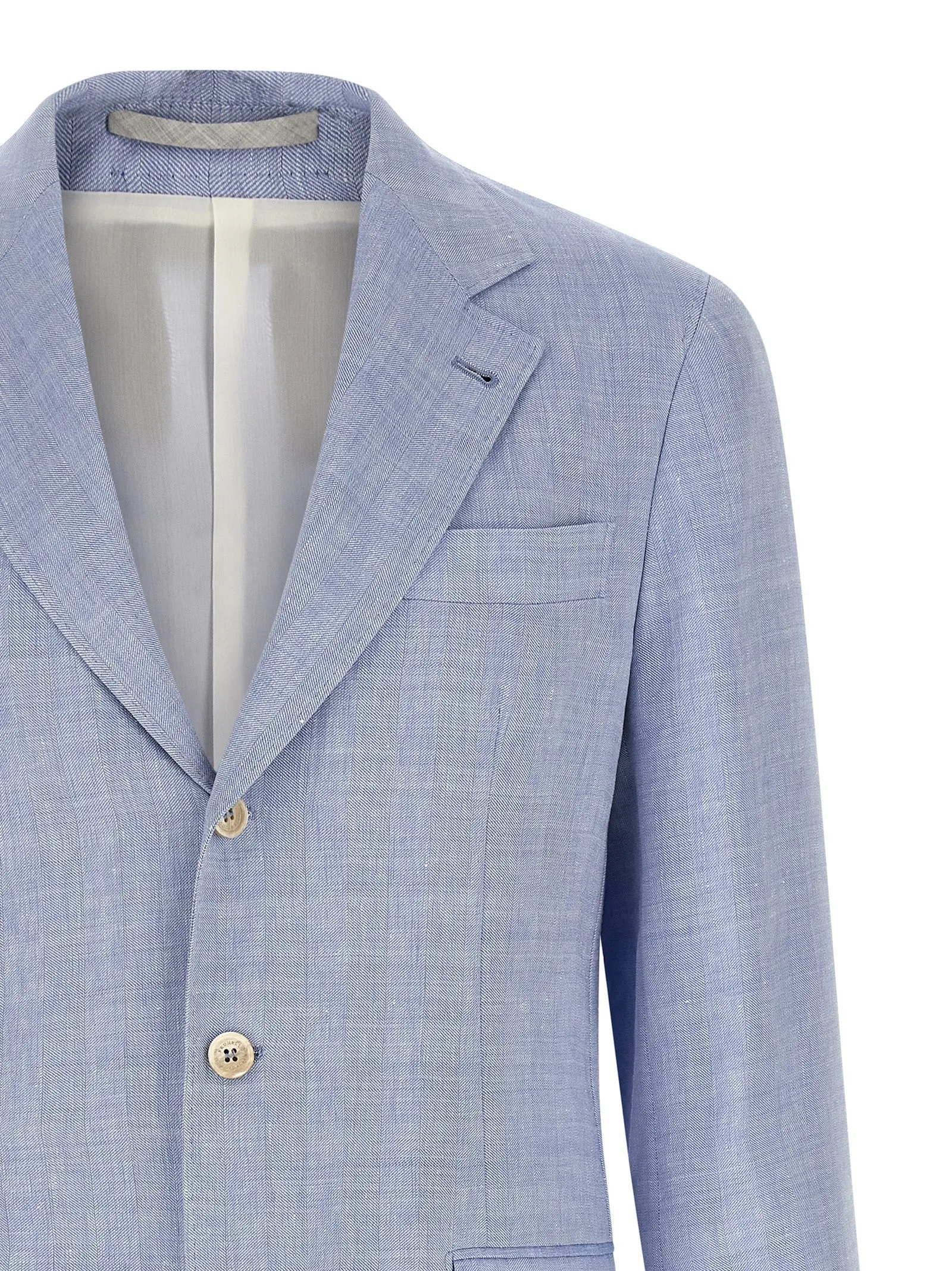 Linen And Wool Chevron Blazer Light Blue sold by Wanan Luxury product image thumbnail 3