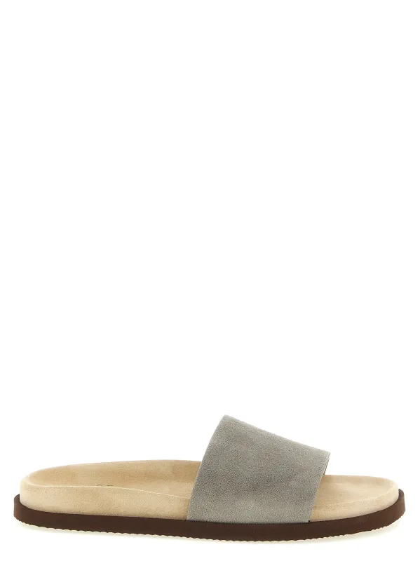 Suede Slides Sandals Gray sold by Wanan Luxury