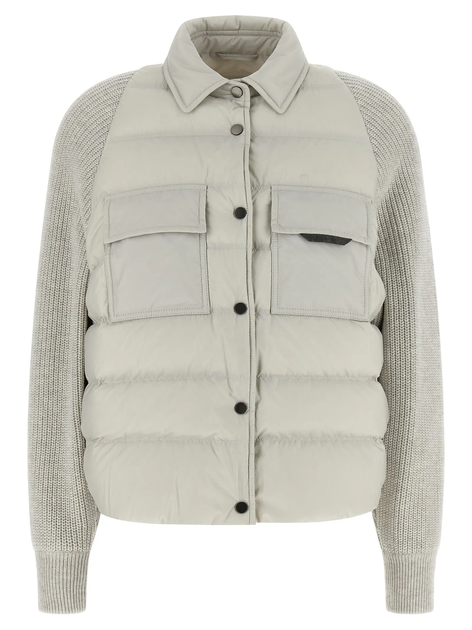 Shiny Flap Detail Puffer Jackets Gray sold by Wanan Luxury