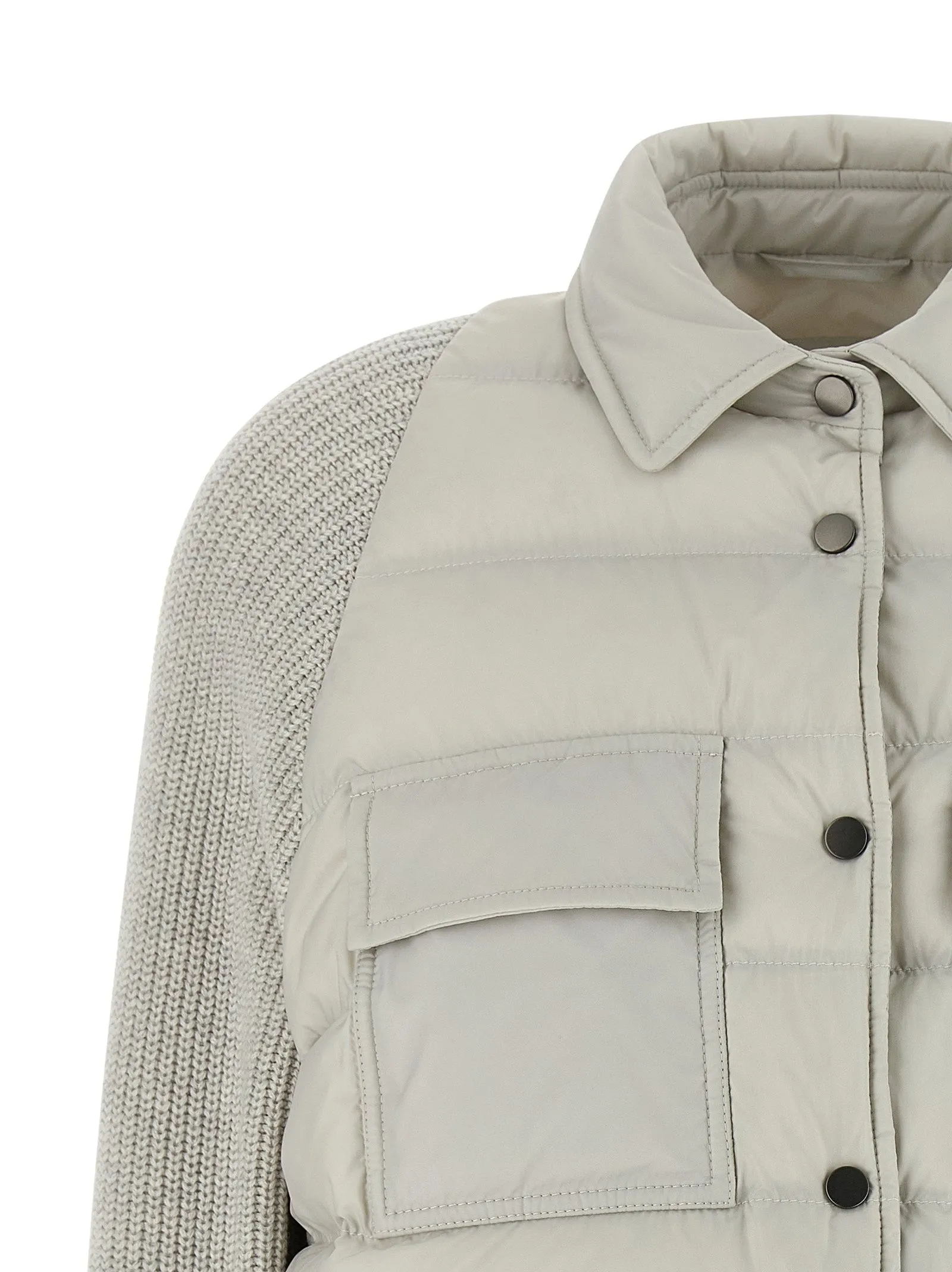 Shiny Flap Detail Puffer Jackets Gray sold by Wanan Luxury product image thumbnail 3